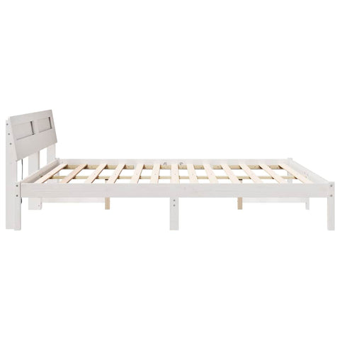 vidaXL Bed Frame with Headboard White 180 x 200 cm Solid pine wood