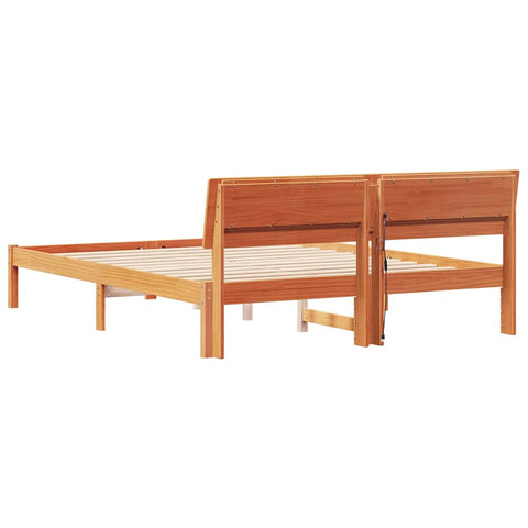 vidaXL Bed Frame with Headboard Wax brown 160 x 200 cm Solid pine wood