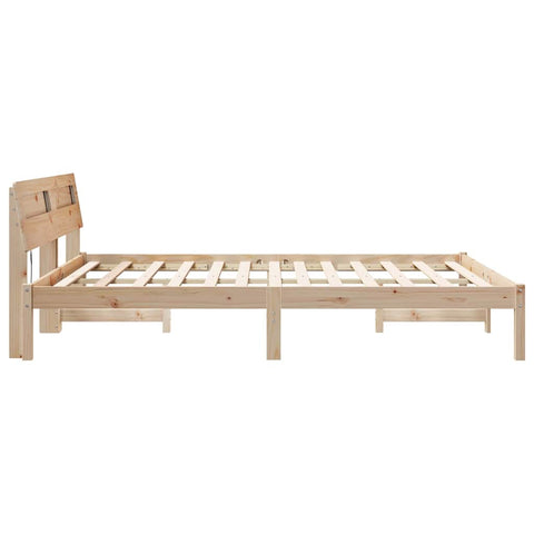 vidaXL Bed Frame with Headboard Brown 140 x 200 cm Solid pine wood