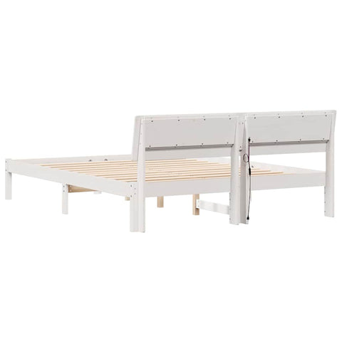 vidaXL Bed Frame with Headboard White 140 x 200 cm Solid pine wood