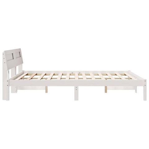 vidaXL Bed Frame with Headboard White 140 x 200 cm Solid pine wood