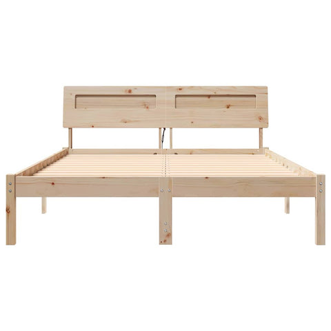 vidaXL Bed Frame with Headboard Brown 120 x 200 cm Solid pine wood