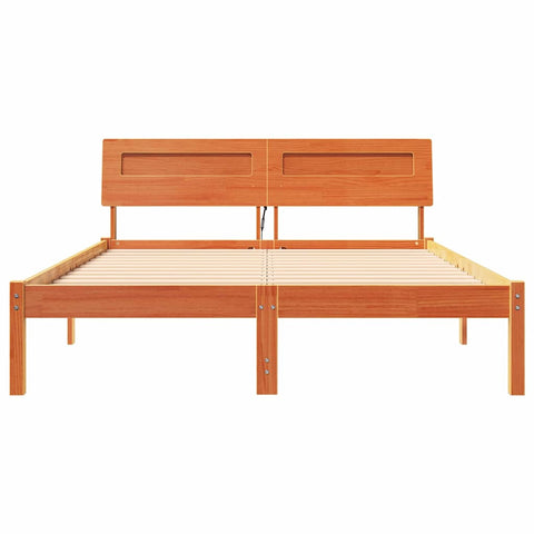 vidaXL Bed Frame with Headboard Wax brown 120 x 200 cm Solid pine wood