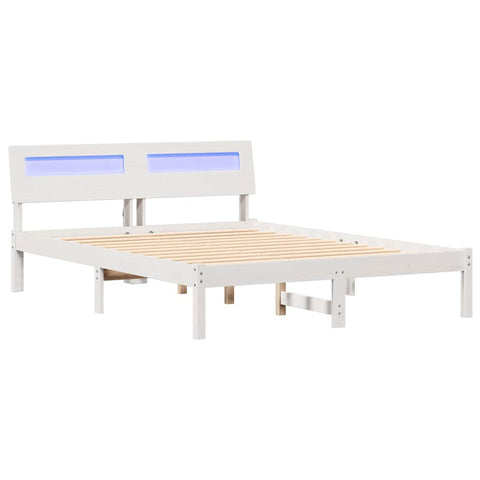 vidaXL Bed Frame with Headboard White 140 x 190 cm Solid pine wood
