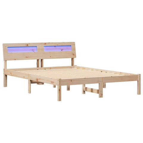 vidaXL Bed Frame with Headboard Brown 135 x 190 cm Solid pine wood