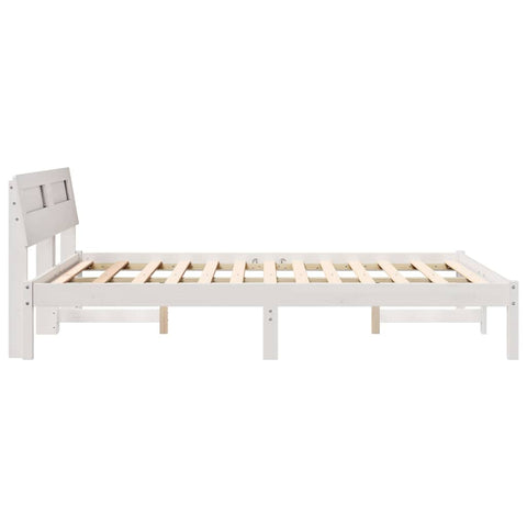 vidaXL Bed Frame with Headboard White 120 x 190 cm Solid pine wood