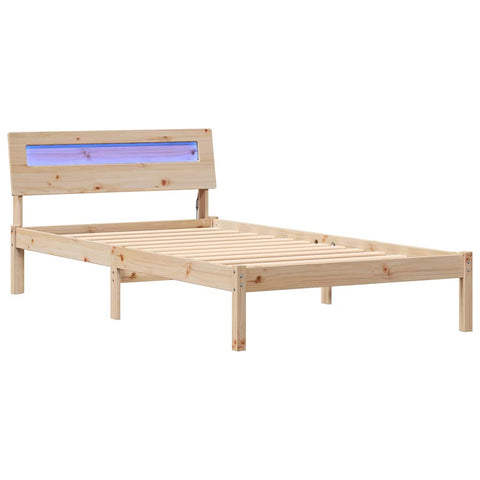 vidaXL Bed Frame with Headboard Brown 80 x 200 cm Solid pine wood