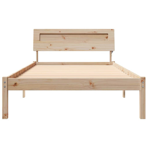 vidaXL Bed Frame with Headboard Brown 90 x 190 cm Solid pine wood