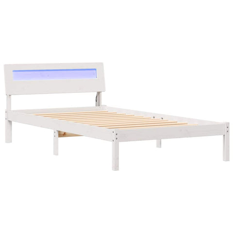 vidaXL Bed Frame with Headboard White 90 x 190 cm Solid pine wood