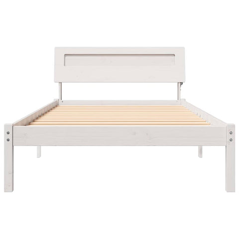 vidaXL Bed Frame with Headboard White 90 x 190 cm Solid pine wood