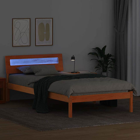 vidaXL Bed Frame with Headboard Wax brown 90 x 190 cm Solid pine wood
