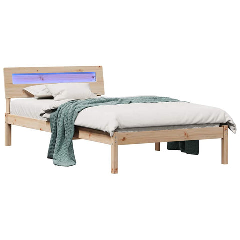 vidaXL Bed Frame with Headboard Brown 75 x 190 cm Solid pine wood