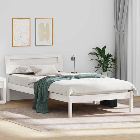 vidaXL Bed Frame with Headboard White 75 x 190 cm Solid pine wood