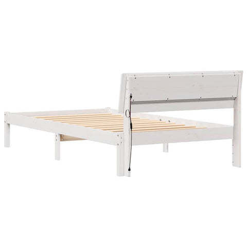 vidaXL Bed Frame with Headboard White 75 x 190 cm Solid pine wood