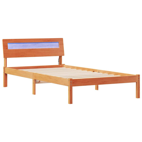 vidaXL Bed Frame with Headboard Wax brown 75 x 190 cm Solid pine wood