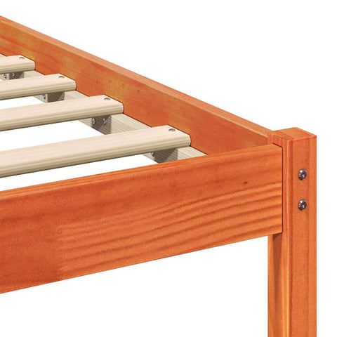 vidaXL with LED Strip Lights with Headboard Wax brown 180 x 200 cm Solid pine wood