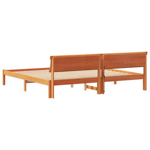 vidaXL with LED Strip Lights with Headboard Wax brown 180 x 200 cm Solid pine wood