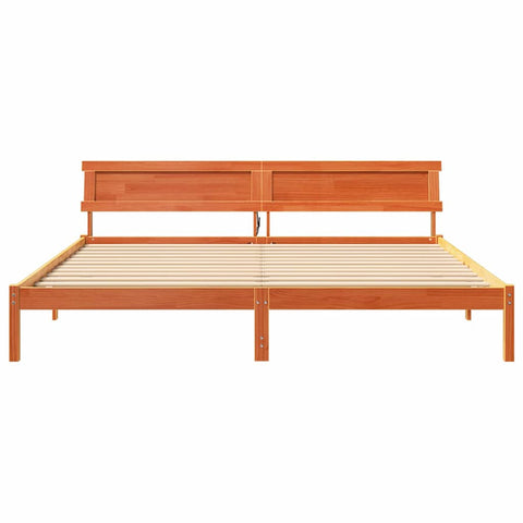 vidaXL with LED Strip Lights with Headboard Wax brown 180 x 200 cm Solid pine wood