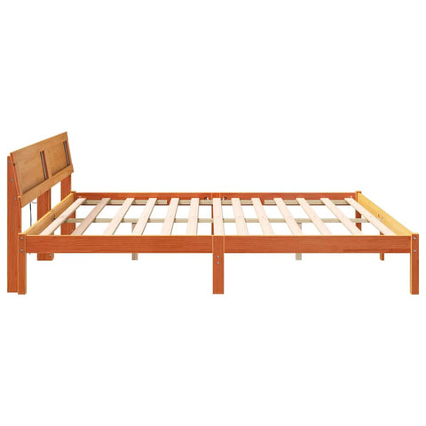 vidaXL with LED Strip Lights with Headboard Wax brown 180 x 200 cm Solid pine wood