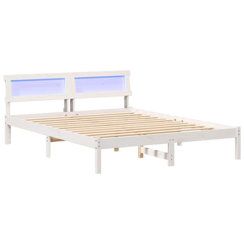 vidaXL Bed Frame with Headboard White 160 x 200 cm Solid pine wood