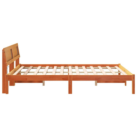 vidaXL Bed Frame with Headboard Wax brown 160 x 200 cm Solid pine wood