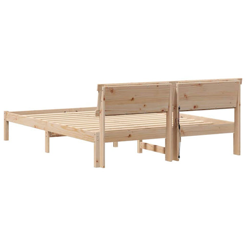 vidaXL Bed Frame with Headboard Brown 150 x 200 cm Solid pine wood