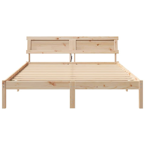 vidaXL Bed Frame with Headboard Brown 150 x 200 cm Solid pine wood