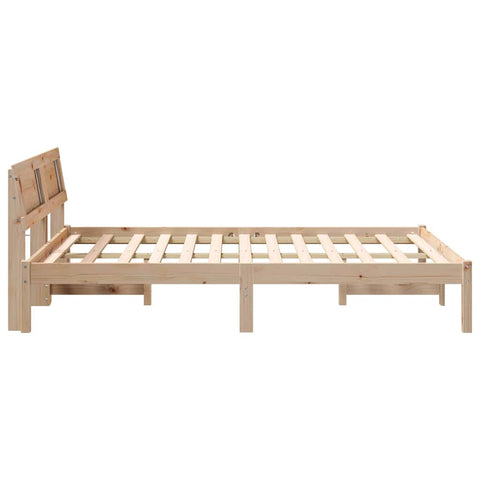vidaXL Bed Frame with Headboard Brown 120 x 200 cm Solid pine wood