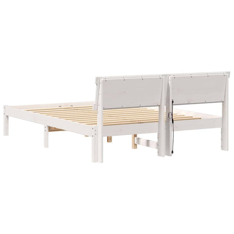 vidaXL Bed Frame with Headboard White 120 x 200 cm Solid pine wood
