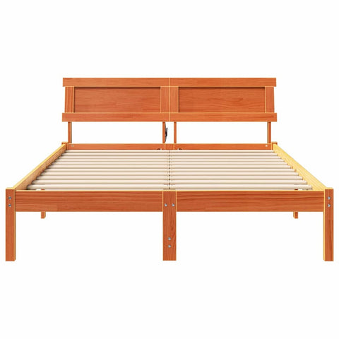 vidaXL Bed Frame with Headboard Wax brown 120 x 200 cm Solid pine wood