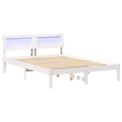 vidaXL Bed Frame with Headboard White 135 x 190 cm Solid pine wood