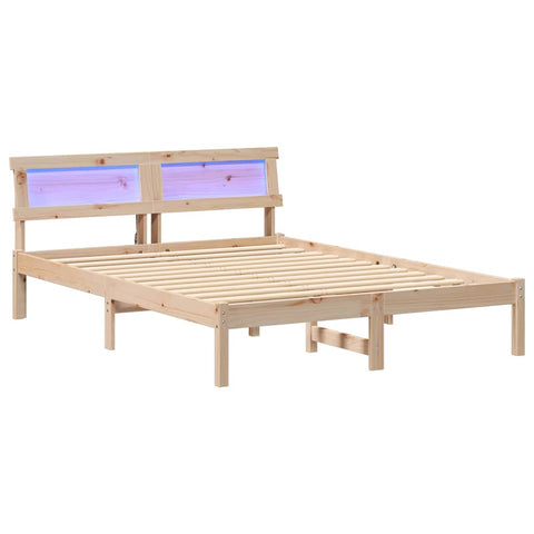 vidaXL Bed Frame with Headboard Brown 120 x 190 cm Solid pine wood