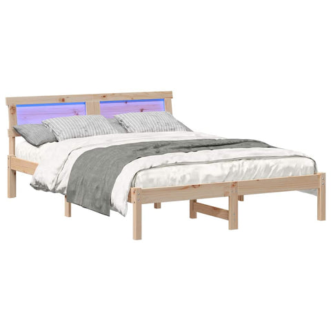 vidaXL Bed Frame with Headboard Brown 120 x 190 cm Solid pine wood