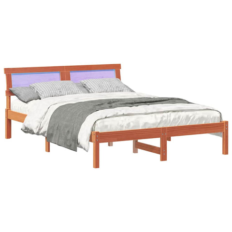 vidaXL Bed Frame with Headboard Wax brown 120 x 190 cm Solid pine wood