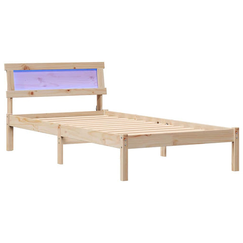 vidaXL Bed Frame with Headboard Brown 90 x 200 cm Solid pine wood