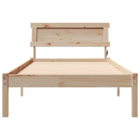vidaXL Bed Frame with Headboard Brown 90 x 200 cm Solid pine wood