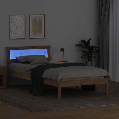 vidaXL Bed Frame with Headboard Brown 90 x 190 cm Solid pine wood