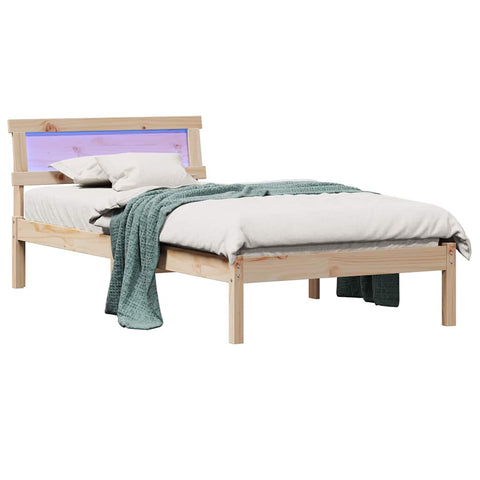 vidaXL Bed Frame with Headboard Brown 90 x 190 cm Solid pine wood