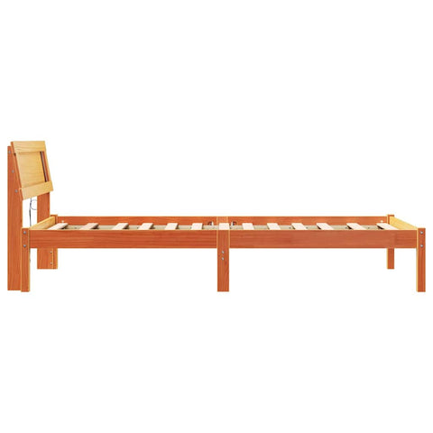 vidaXL Bed Frame with Headboard Wax brown 90 x 190 cm Solid pine wood