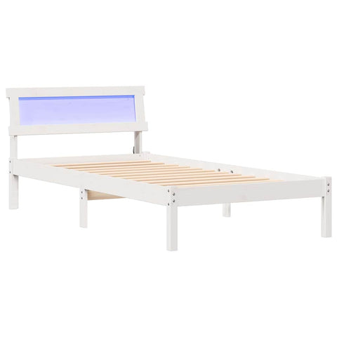 vidaXL Bed Frame with Headboard White 75 x 190 cm Solid pine wood