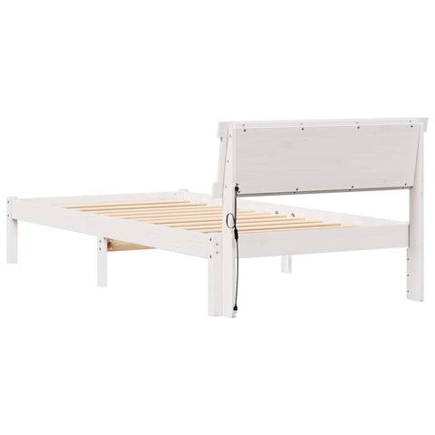 vidaXL Bed Frame with Headboard White 75 x 190 cm Solid pine wood