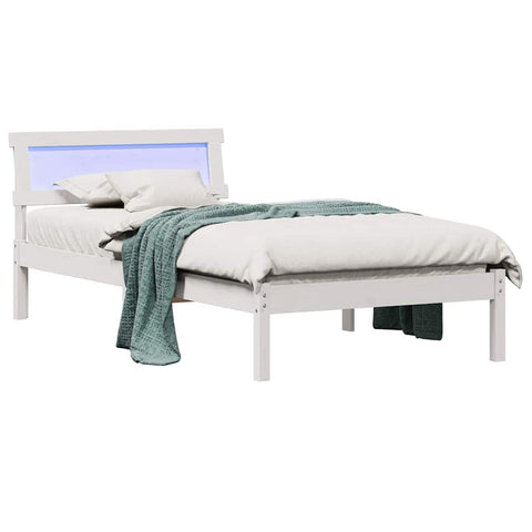 vidaXL Bed Frame with Headboard White 75 x 190 cm Solid pine wood