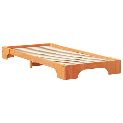 vidaXL Floor Bed Frame with Storage Brown 80 x 210 cm Solid pine wood