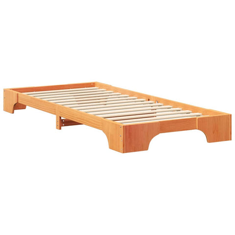 vidaXL Floor Bed Frame with Storage Brown 80 x 210 cm Solid pine wood