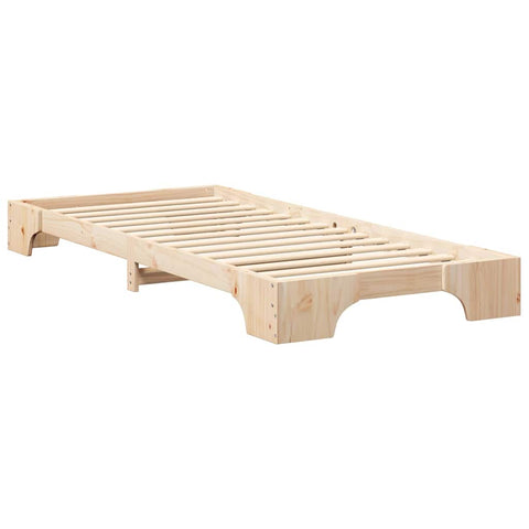 vidaXL Floor Bed Frame with Storage Brown 90 x 210 cm Solid pine wood