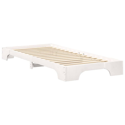 vidaXL Floor Bed Frame with Storage White 90 x 210 cm Wood