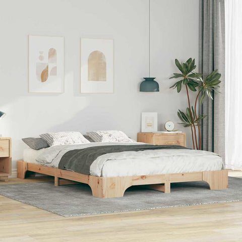 vidaXL Floor Bed Frame with Storage Brown 140 x 210 cm Wood