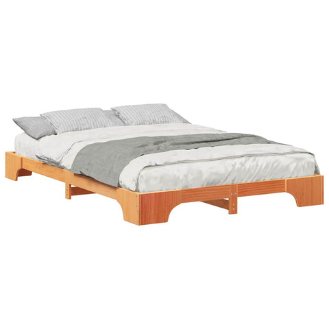 vidaXL Floor Bed Frame with Storage Brown 140 x 210 cm Wood