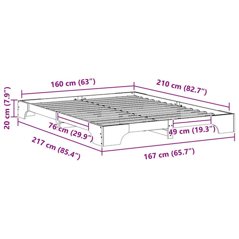 vidaXL Floor Bed Frame with Storage Brown 160 x 210 cm Wood