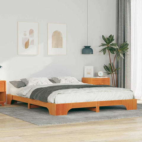 vidaXL Floor Bed Frame with Storage Brown 160 x 210 cm Solid wood